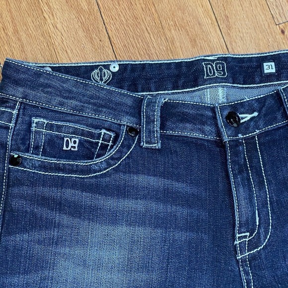 D9 District 9 Slick Womens Bootcut Jeans Size 31 Thick Stitching Dark Wash EUC - Picture 4 of 13